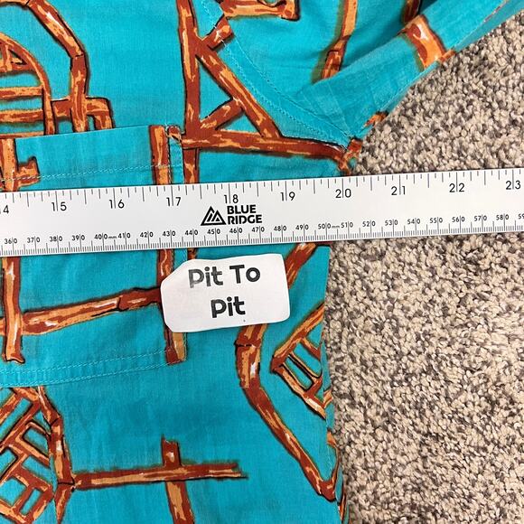 Jude Connally Womens M Coastal Tropical Preppy Artsy Geometric Button Up Shirt - Picture 7 of 8